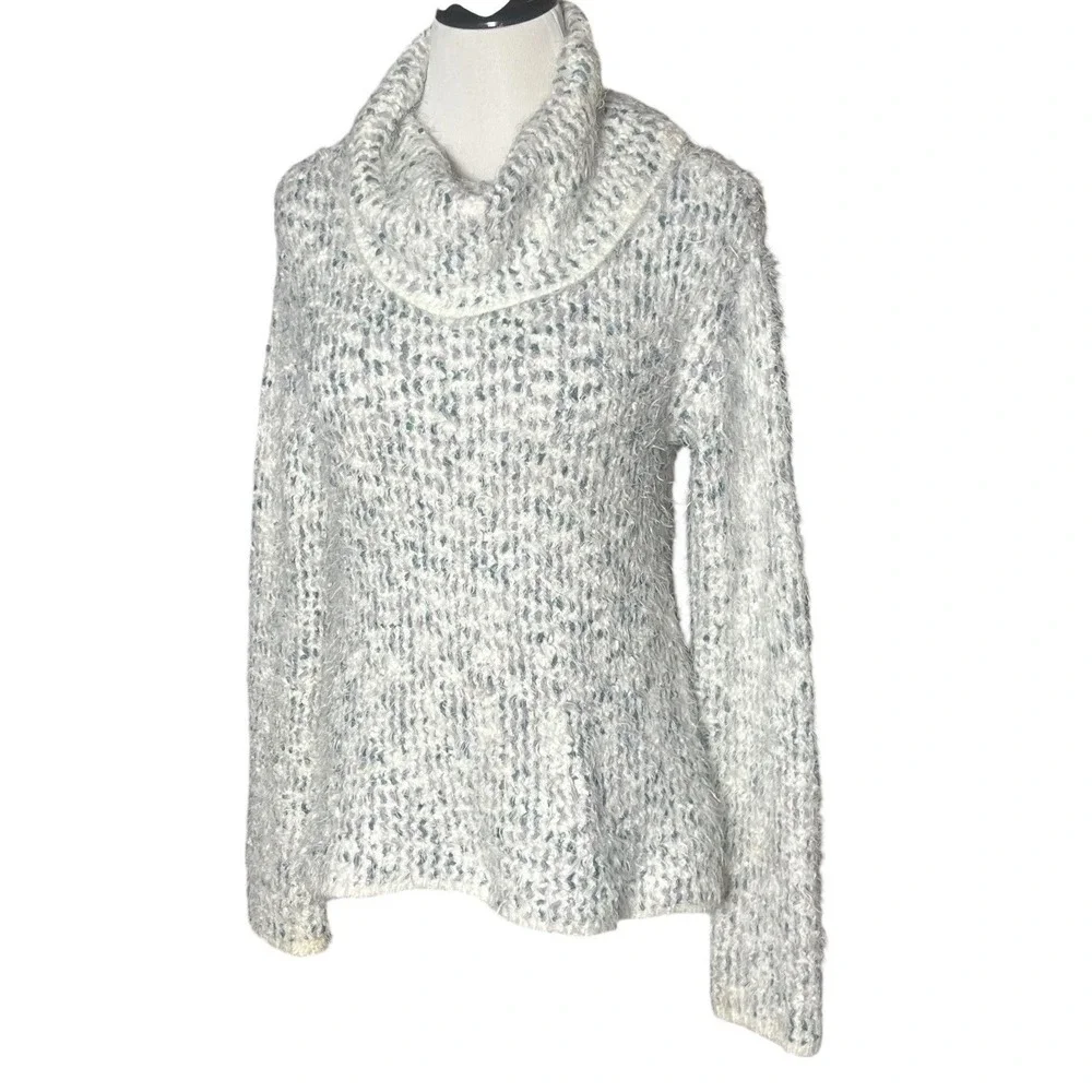 Tribal Jeans Womens Cowl Neck Textured Knit Sweater Green White Purple P/S 7200O